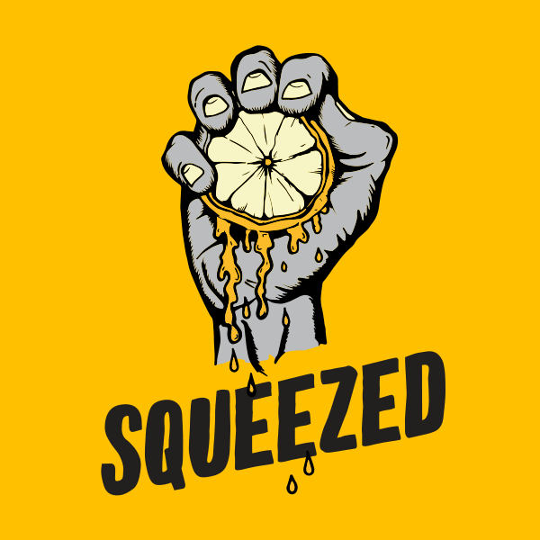 Squeezed logo: a fist squeezing a lemon